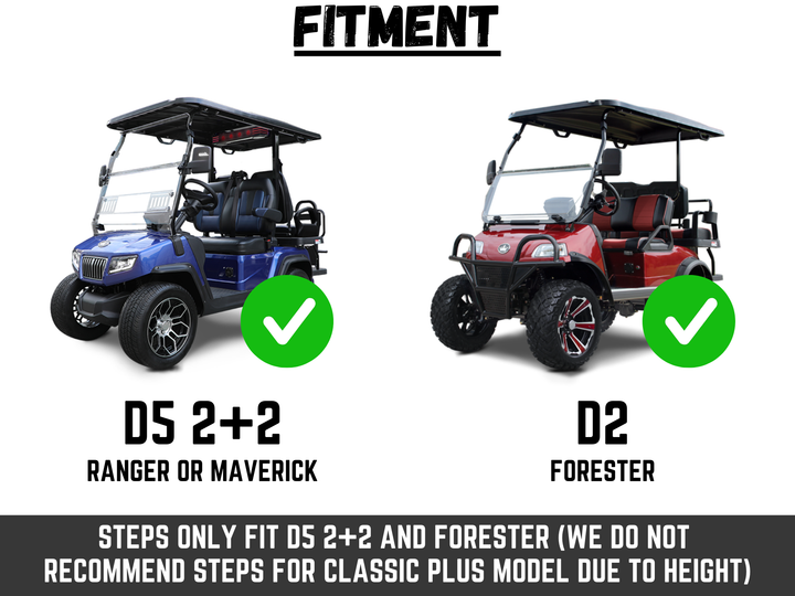 Evolution Golf Cart Backseat Steps (Fits D5 2+2 & Forester)